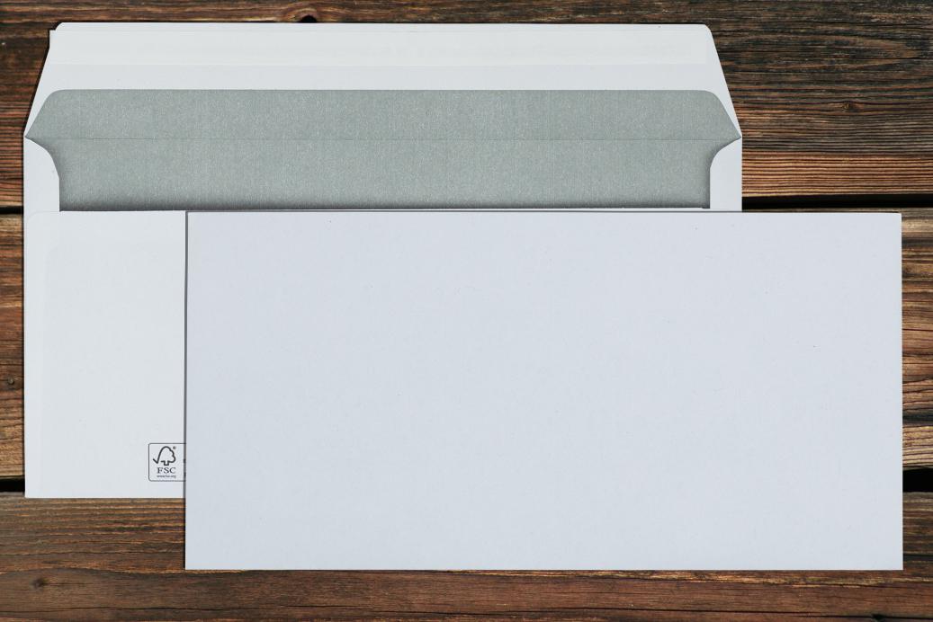 Briefhüllen DL 110x220 mm Haftklebend Recycling Weiß 80 g/qm